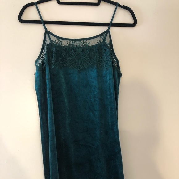 target green velvet dress